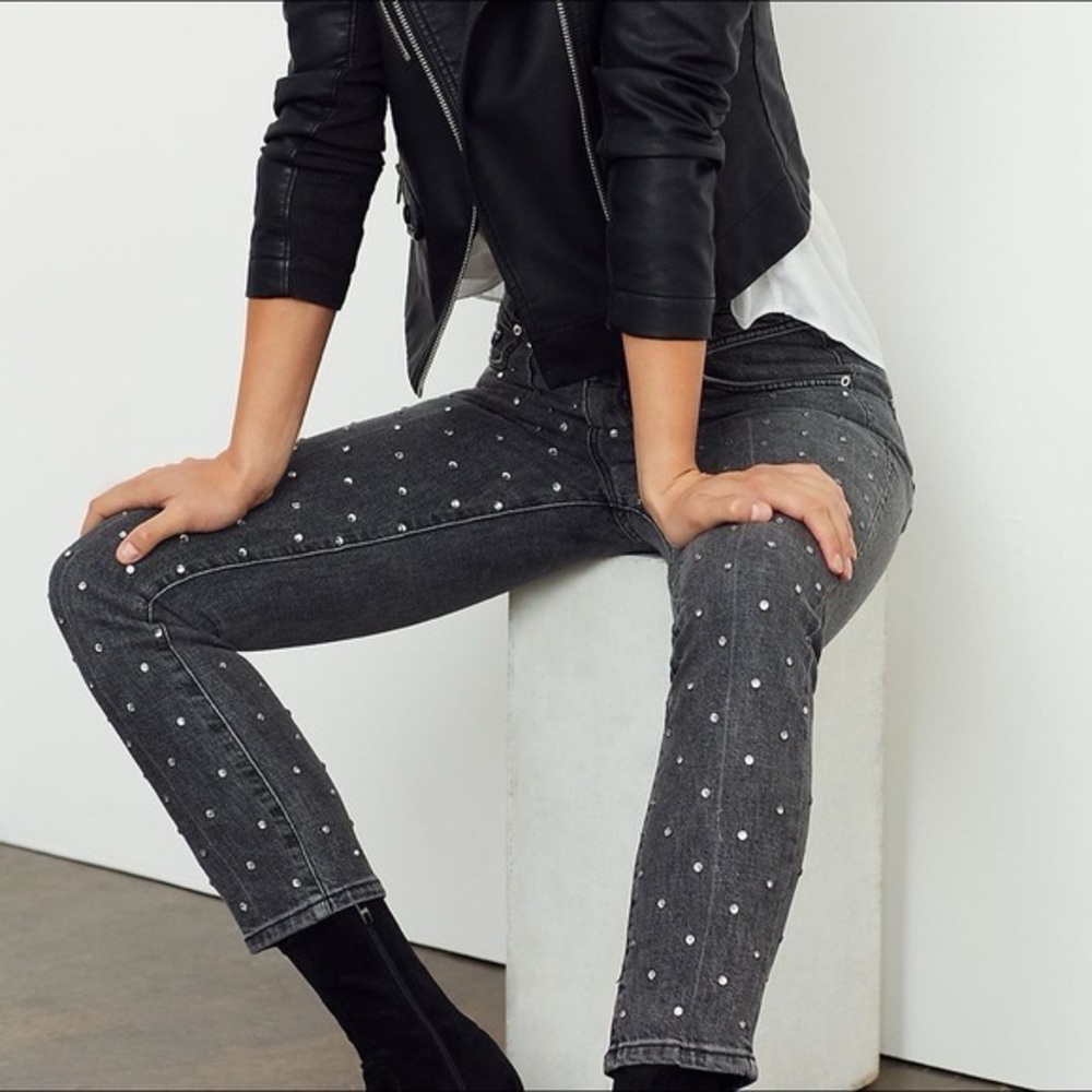 Pilcro Ultra High-Rise Beaded Straight Jeans